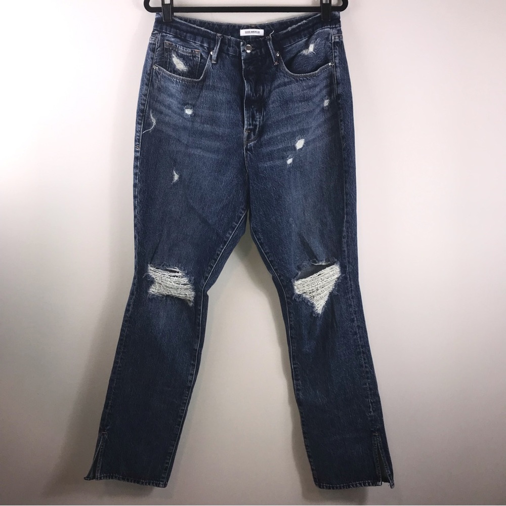 Good American Distressed Blue Jeans